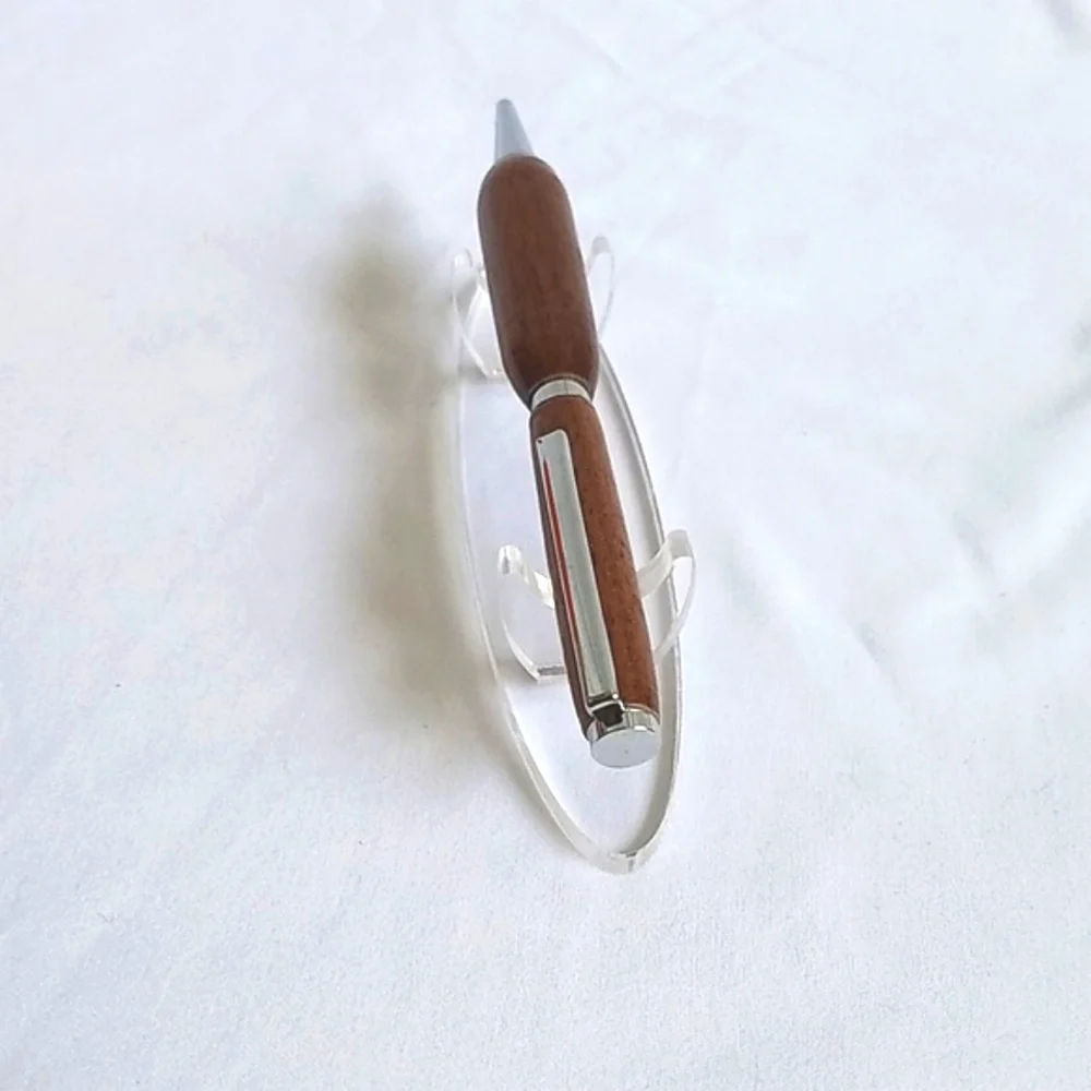 Elegant Artisan Crafted Wooden Twist Pen With Chrome Accents